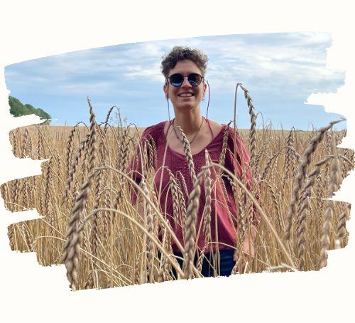 Justine Rist dans un champs de céréales anciennes