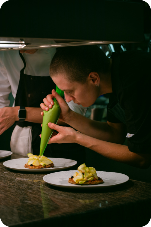 Justine Rist Collaboration culinaire avec Alexis Albrecht au Vieux Couvent à Rhinau
