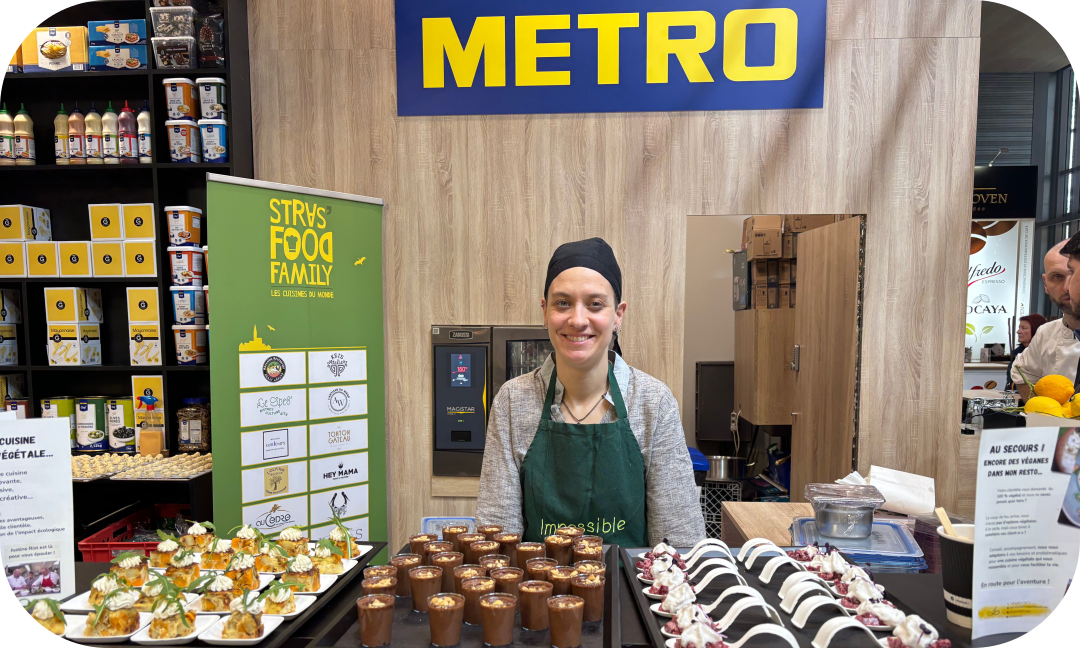 Justine Rist à Egast 2023 stand Metro